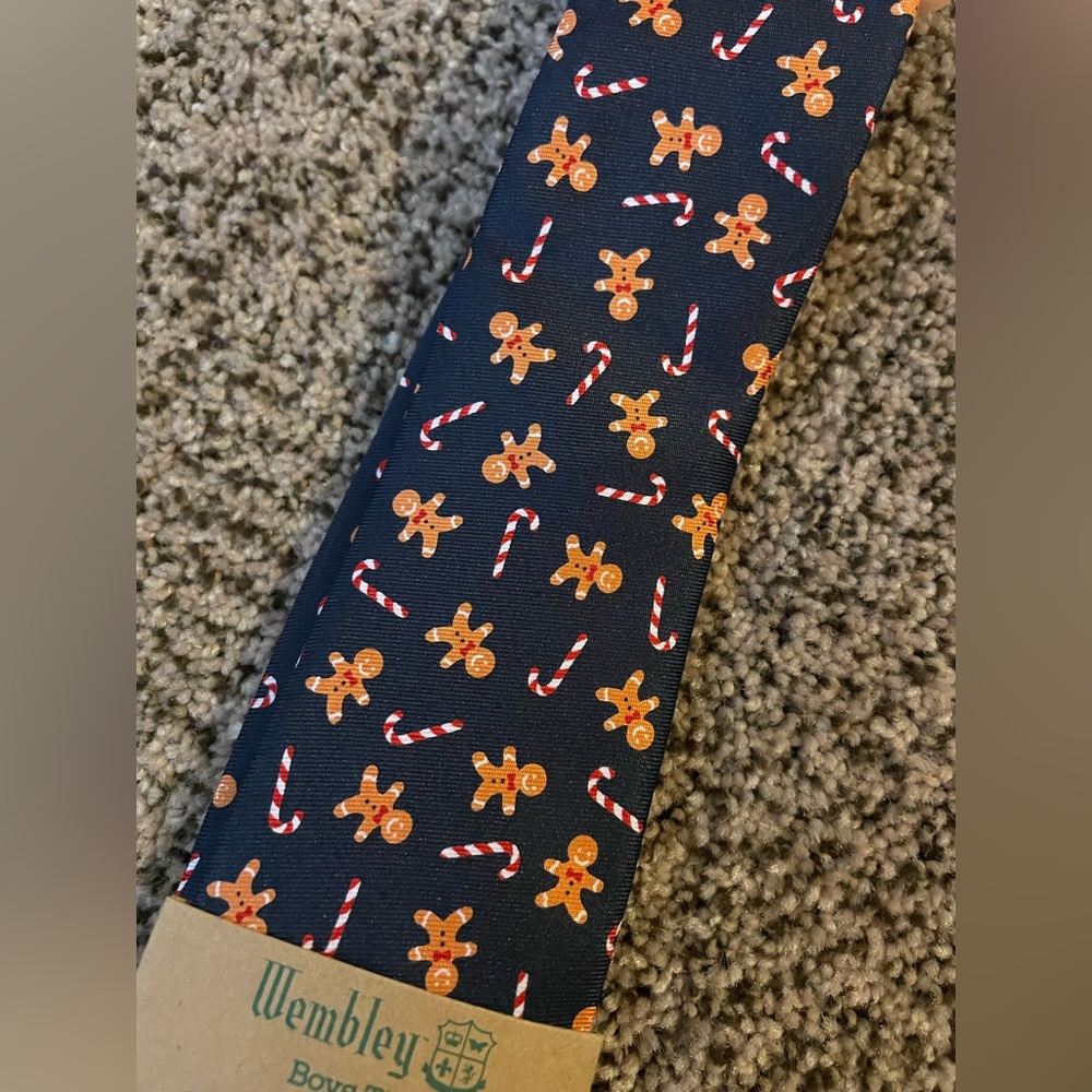 Boys wembley gingerbread and candy cane tie, nwt